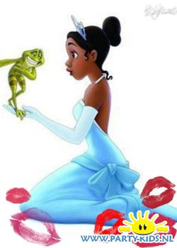 Kus de Kikker met blinddoek en lippenstift